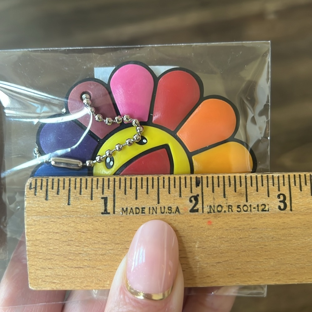 Rainbow Flower Murakami Bag Charm Keychain - Picture 4 of 6